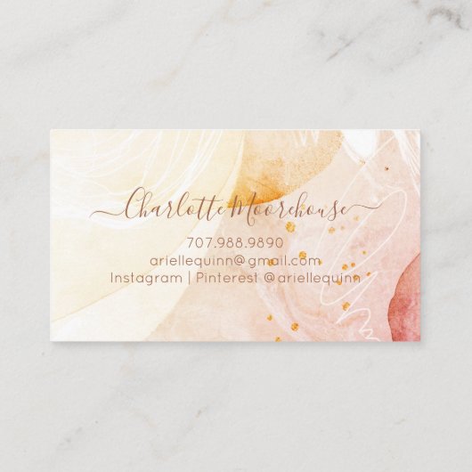 抽象芸術の水色の形自然状スクリプトの署名 名刺 (裏面)