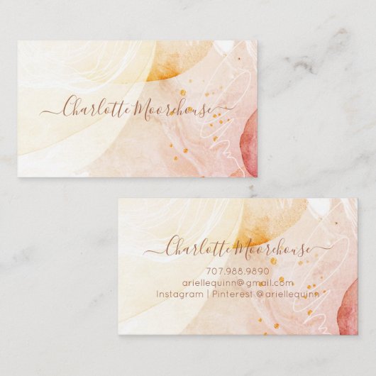 抽象芸術の水色の形自然状スクリプトの署名 名刺 (正面/裏面)