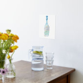 抽象芸術の水色の青い海メッセージ 箔ポスター (レイダウン (キッチン))