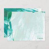抽象芸術の水色ティール(緑がかった色) ノートカード (正面/裏面)
