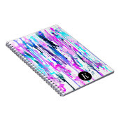 抽象芸術の水色ドリップスブルーターコイズピンクの写真 ノートブック (右側)