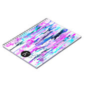 抽象芸術の水色ドリップスブルーターコイズピンクの写真 ノートブック (左側)