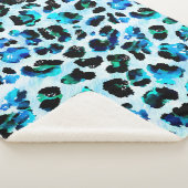 抽象芸術の水色ヒョウの皮膚パターン シェルパブランケット (3/4)