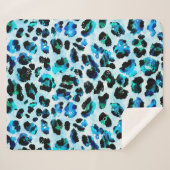 抽象芸術の水色ヒョウの皮膚パターン シェルパブランケット (正面(横))