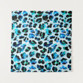 抽象芸術の水色ヒョウの皮膚パターン タペストリー (正面(横))