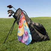 抽象芸術の水色（サンセットカラー） ゴルフタオル (グリーン)