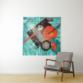 抽象芸術の水色、幾何学的なカラフル形状。 タペストリー (インサイチュ(横))