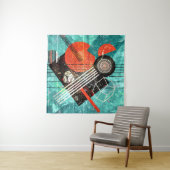 抽象芸術の水色、幾何学的なカラフル形状。 タペストリー (インサイチュ)