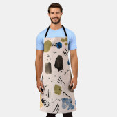 抽象芸術の水色：幾何学的インクパターン。 エプロン (着用した状態)