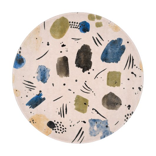 抽象芸術の水色：幾何学的インクパターン。 カッティングボード (正面)