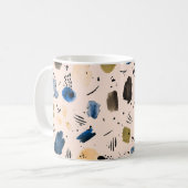 抽象芸術の水色：幾何学的インクパターン。 コーヒーマグカップ (正面左)