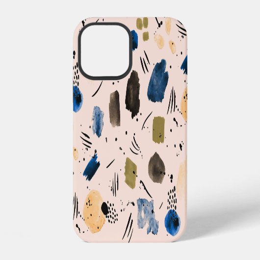 抽象芸術の水色:幾何学的インクパターン。 iPhoneケース (裏面)