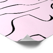 抽象芸術の波状のラインアート – ピンク背景 ポスター (角)