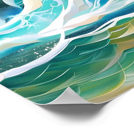 抽象芸術の波絵画の接近 ポスター (角)