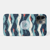 抽象芸術の波線とスノーフレークのドット Case-Mate iPhoneケース (裏面(横))