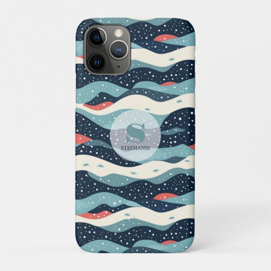 抽象芸術の波線とスノーフレークのドット Case-Mate iPhoneケース (裏)