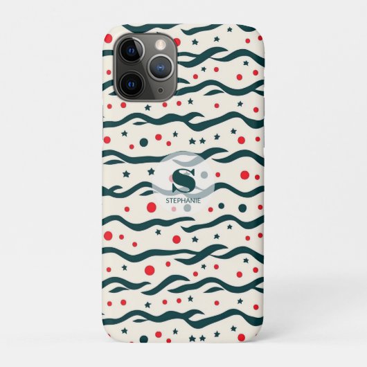 抽象芸術の波線と幾何形状パターン Case-Mate iPhoneケース (裏)