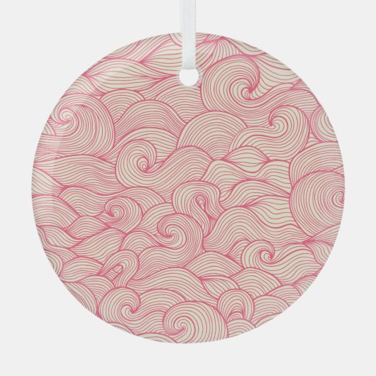 抽象芸術の波線、ヴィンテージパターン。 ガラスオーナメント (正面)