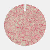 抽象芸術の波線、ヴィンテージパターン。 ガラスオーナメント (裏面)