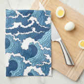 抽象芸術の波 キッチンタオル (四つ折り)