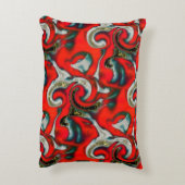 抽象芸術の混ぜ合わせ砂灰色の上の赤いグラデーションの汚れ アクセントクッション (裏面(縦))