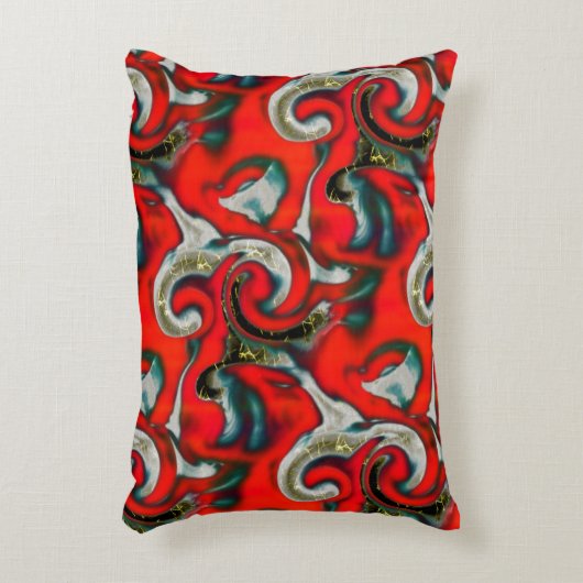 抽象芸術の混ぜ合わせ砂灰色の上の赤いグラデーションの汚れ アクセントクッション (正面(垂直))