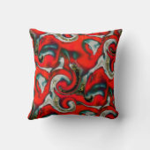 抽象芸術の混ぜ合わせ砂灰色の上の赤いグラデーションの汚れ クッション (裏面)