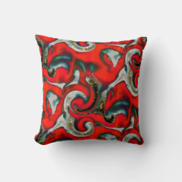 抽象芸術の混ぜ合わせ砂灰色の上の赤いグラデーションの汚れ クッション