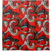 抽象芸術の混ぜ合わせ砂灰色の上の赤いグラデーションの汚れ シャワーカーテン (正面)