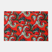 抽象芸術の混ぜ合わせ砂灰色の上の赤いグラデーションの汚れ ドアマット (正面)