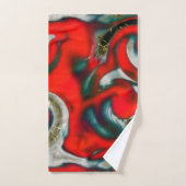 抽象芸術の混ぜ合わせ砂灰色の上の赤いグラデーションの汚れ バスタオルセット (ハンドタオル)