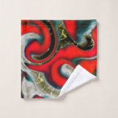 抽象芸術の混ぜ合わせ砂灰色の上の赤いグラデーションの汚れ バスタオルセット (ウォッシュタオル)