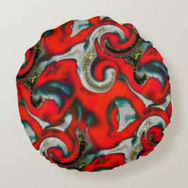 抽象芸術の混ぜ合わせ砂灰色の上の赤いグラデーションの汚れ ラウンドクッション