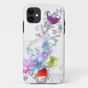抽象芸術の渦巻および蝶 iPhone 11 ケース