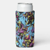 抽象芸術の渦巻き黒い黄色のピンクの青い紫 スリム缶クーラー (Seltzer正面)