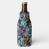 抽象芸術の渦巻き黒い黄色のピンクの青い紫 ボトルクーラー (ボトル正面)