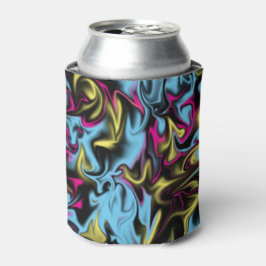 抽象芸術の渦巻き黒い黄色のピンクの青い紫 缶クーラー
