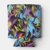 抽象芸術の渦巻き黒い黄色のピンクの青い紫 缶クーラー (裏面)