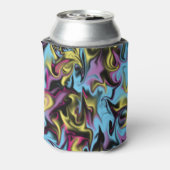 抽象芸術の渦巻き黒い黄色のピンクの青い紫 缶クーラー (缶裏面)