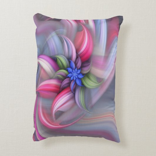抽象芸術の渦巻く花 アクセントクッション (裏面(縦))