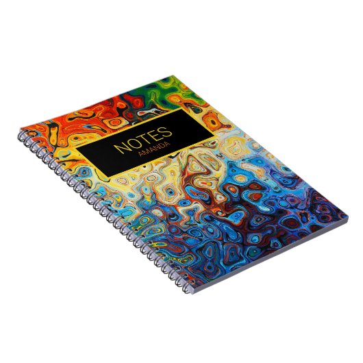 抽象芸術の渦巻のモダンな一流の黄橙色の青 ノートブック (右側)