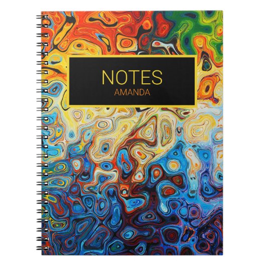 抽象芸術の渦巻のモダンな一流の黄橙色の青 ノートブック (正面)