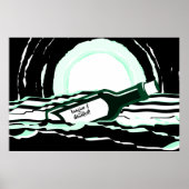 抽象芸術の満月海ボトル ポスター (正面)