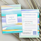 抽象芸術の潮線結婚青の応答QRコード 出欠カード