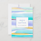 抽象芸術の潮線結婚青の応答QRコード 出欠カード (正面)