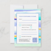 抽象芸術の潮線結婚青の応答QRコード 出欠カード (裏面)