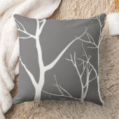 抽象芸術の灰色の白いツリーパターン クッション (ブランケット)