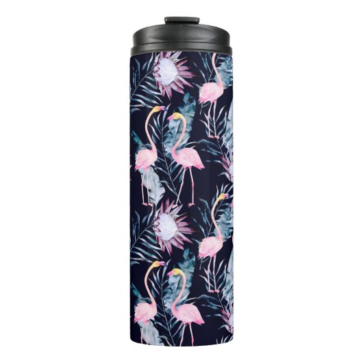 抽象芸術の熱帯パターン：フラミンゴ、プロテア、l タンブラー (正面)