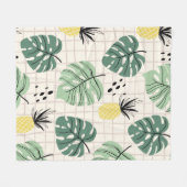 抽象芸術の熱帯性の継ぎ目のない模様で、ヤシの葉が付いている フリースブランケット (正面(横))