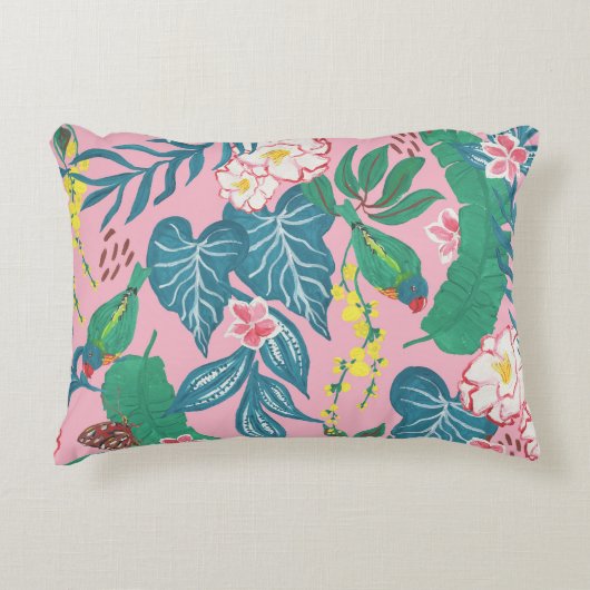 抽象芸術の熱帯花ガッシュのパタ絵画ーン アクセントクッション (正面)